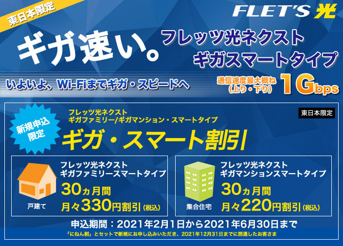 Ntt フレッツ光 ギガ 1g ギガファミリースマートタイプ マンションスマートタイプご案内 申込受付