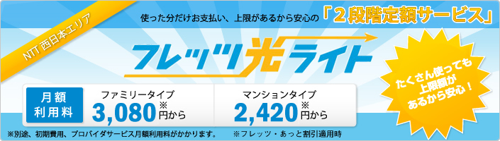 Ntt フレッツ光ライト西日本 フレッツ光回線二段階定額プラン 申込受付